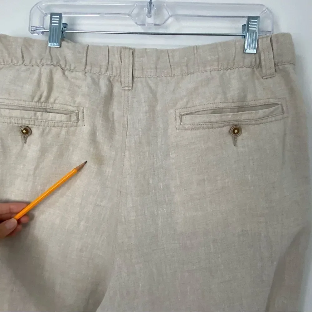 Caribbean Men’s 42 Cream Linen Chino‎ Trousers Relaxed Vacation Resort Cruise